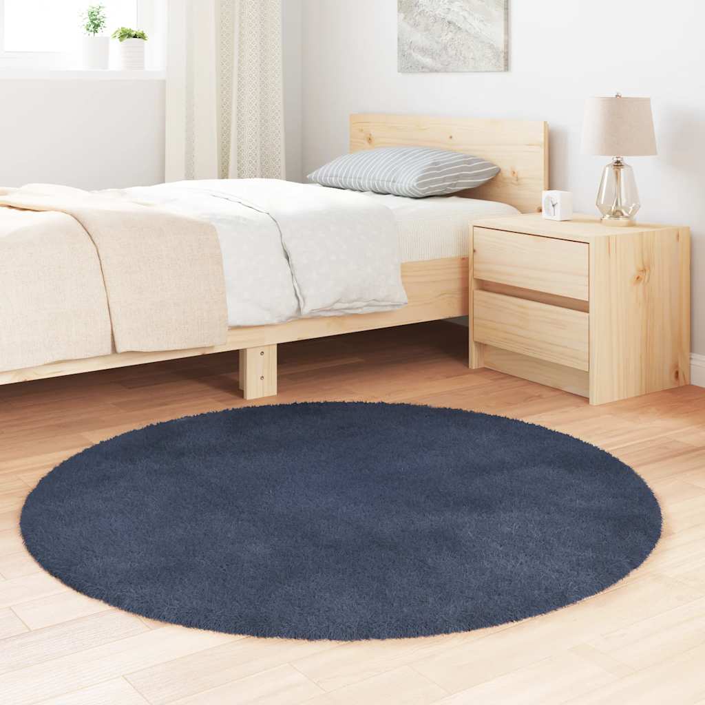 Tappeto Shaggy a Pelo Lungo NAVARRA Blu Marino 120x120 cm
