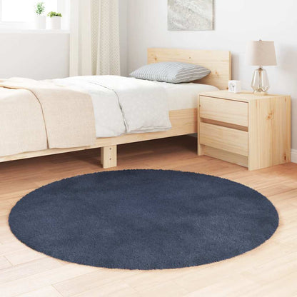 Tappeto Shaggy a Pelo Lungo NAVARRA Blu Marino 120x120 cm