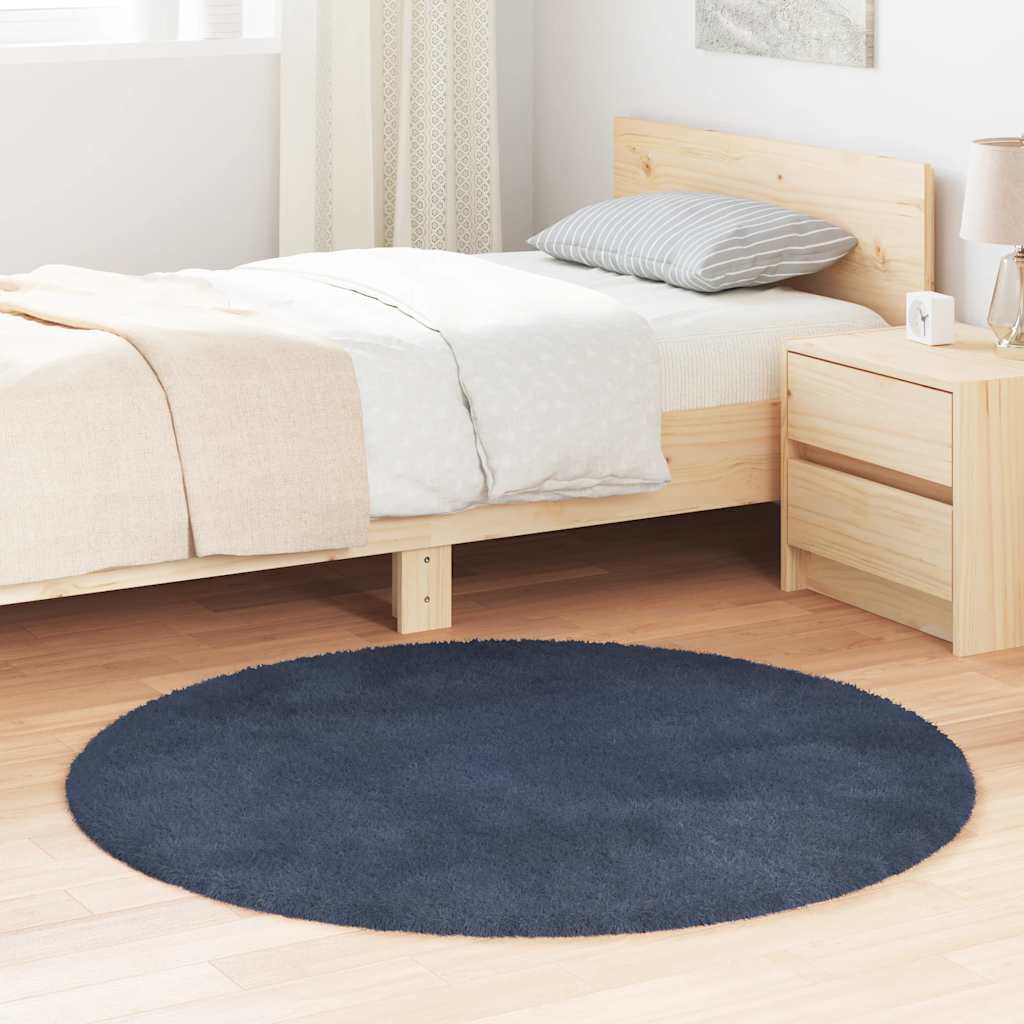Tappeto Shaggy a Pelo Lungo NAVARRA Blu Marino 120x120 cm