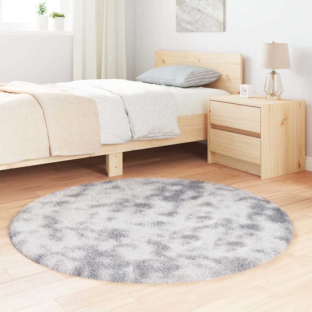 Tappeto Shaggy a Pelo Lungo NAVARRA Grigio Argento 120x120cm