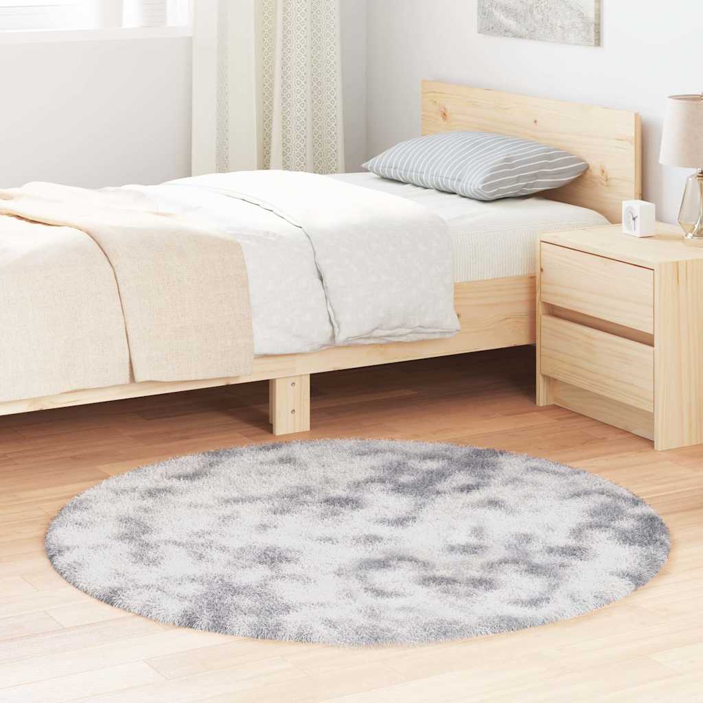 Tappeto Shaggy a Pelo Lungo NAVARRA Grigio Argento 120x120cm
