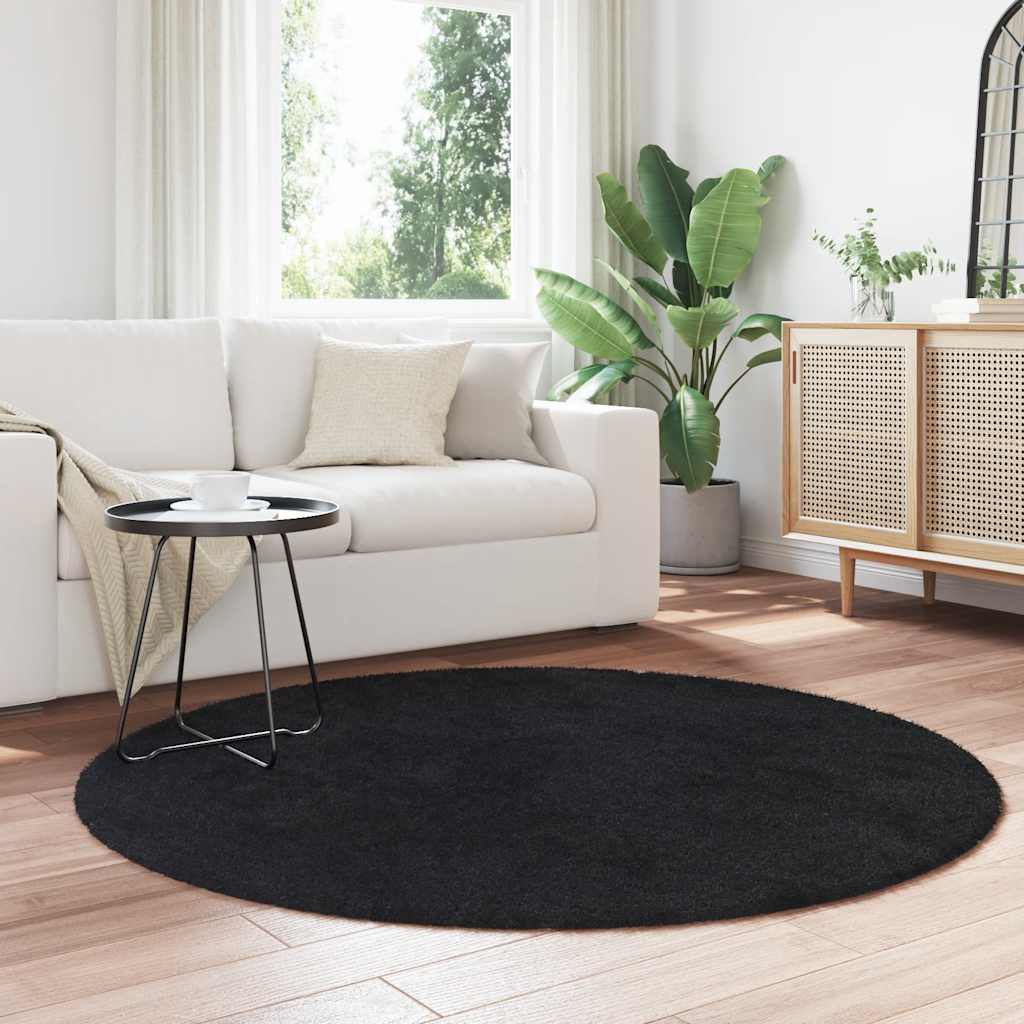 Tappeto Shaggy a Pelo Lungo NAVARRA Nero 160x160 cm poliestere