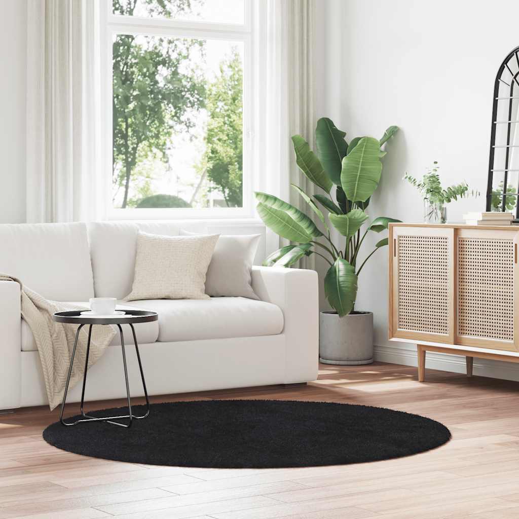 Tappeto Shaggy a Pelo Lungo NAVARRA Nero 160x160 cm poliestere