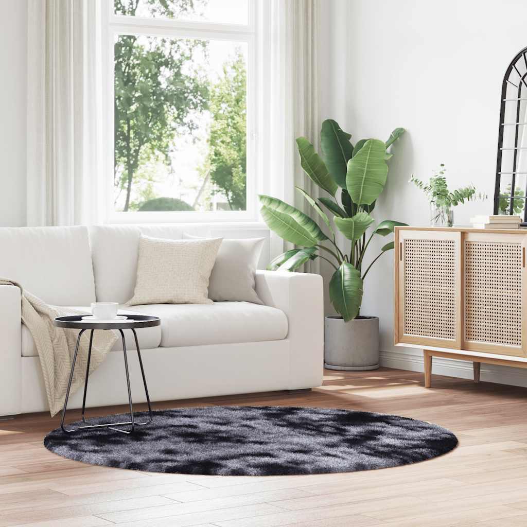 Tappeto Shaggy a Pelo Lungo NAVARRA Grigio Scuro 160x160 cm
