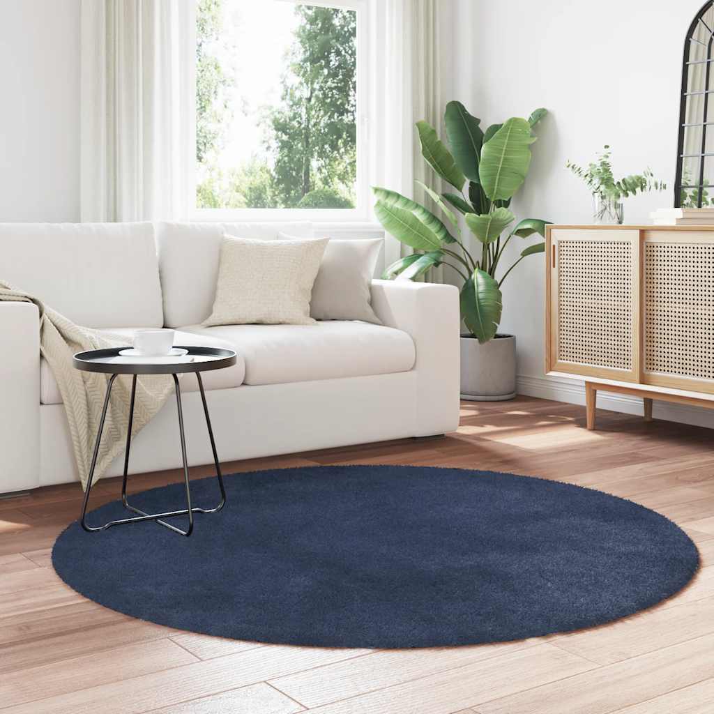 Tappeto Shaggy a Pelo Lungo NAVARRA Blu Marino 160x160 cm