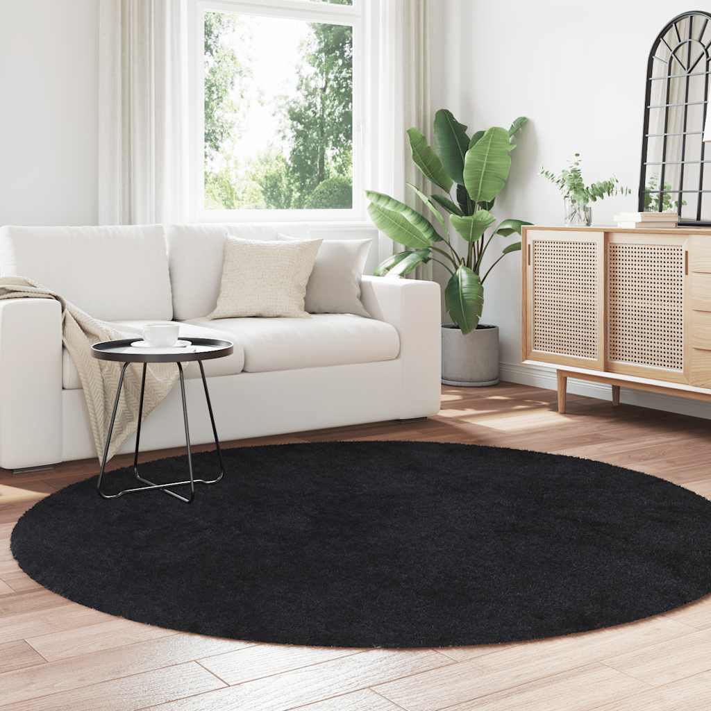Tappeto Shaggy a Pelo Lungo NAVARRA Nero 200x200 cm poliestere