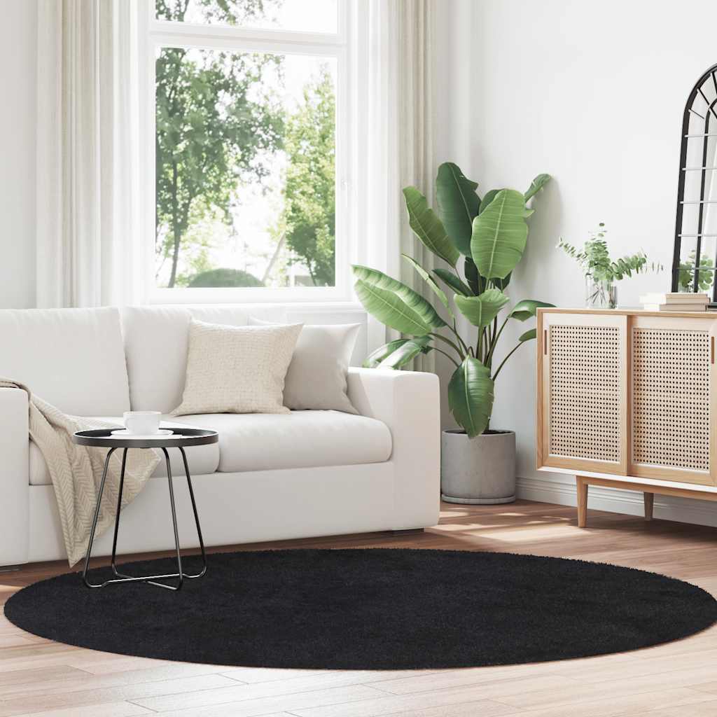 Tappeto Shaggy a Pelo Lungo NAVARRA Nero 200x200 cm poliestere