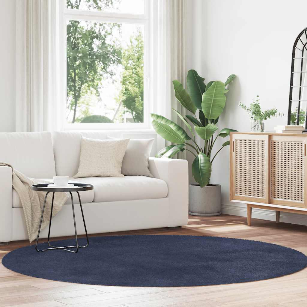 Tappeto Shaggy a Pelo Lungo NAVARRA Blu Marino 200x200 cm
