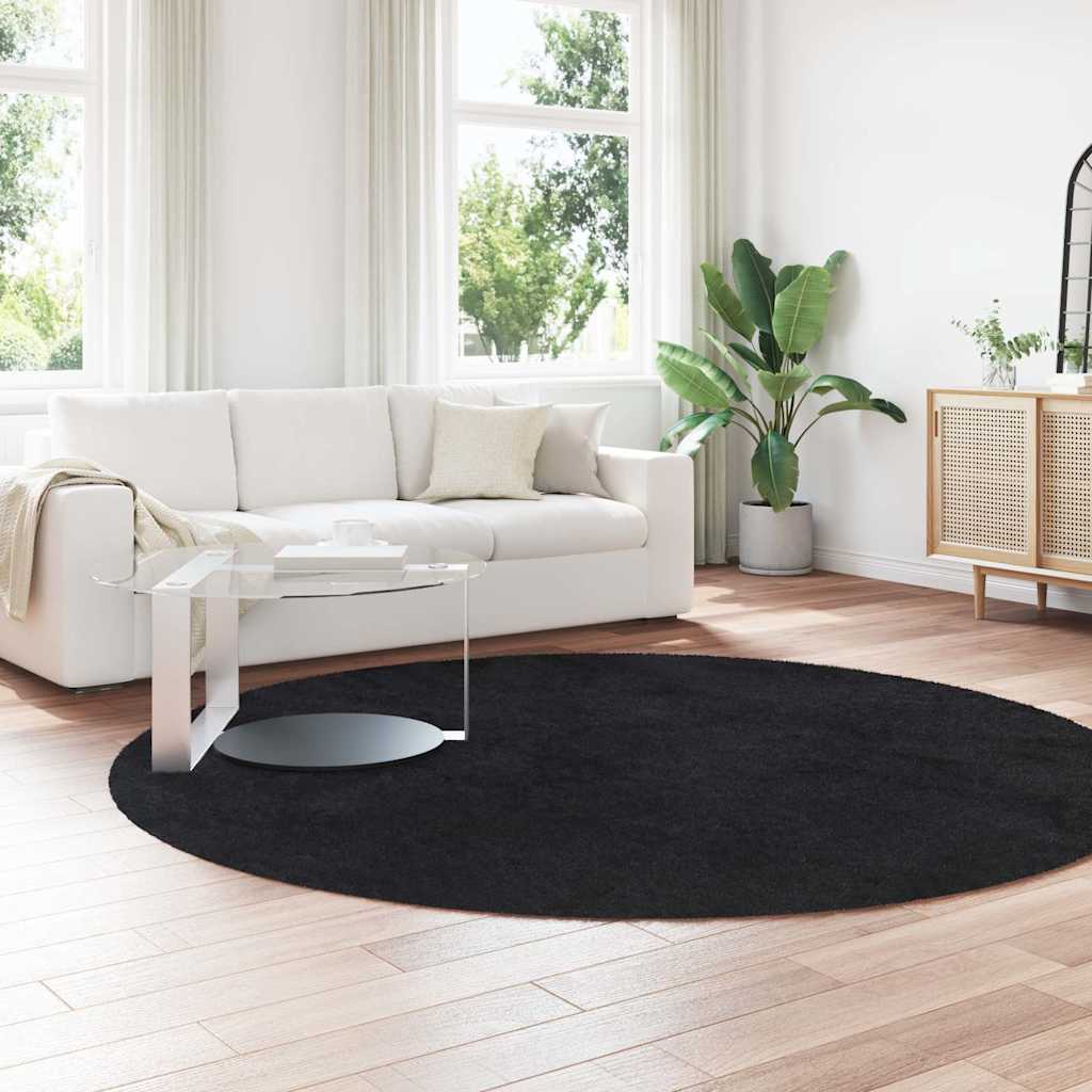 Tappeto Shaggy a Pelo Lungo NAVARRA Nero 240x240 cm poliestere