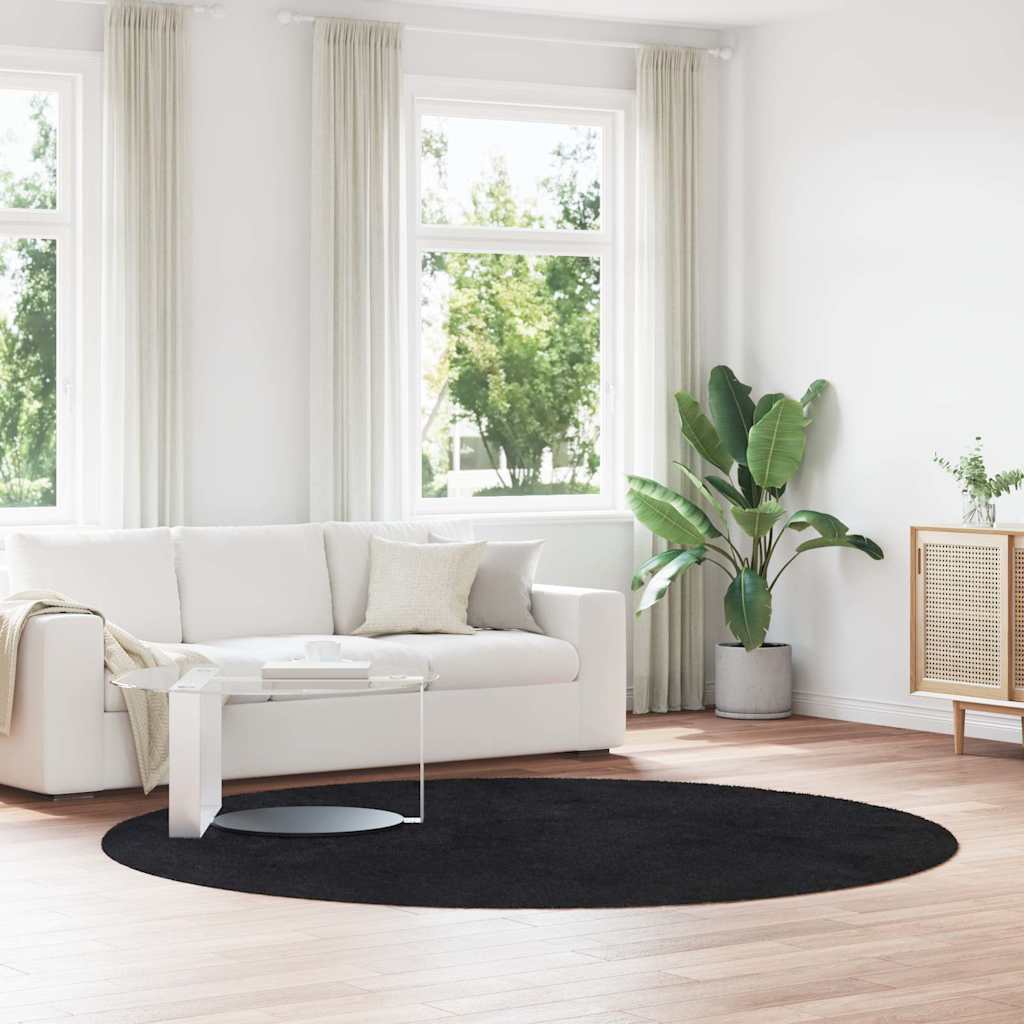 Tappeto Shaggy a Pelo Lungo NAVARRA Nero 240x240 cm poliestere