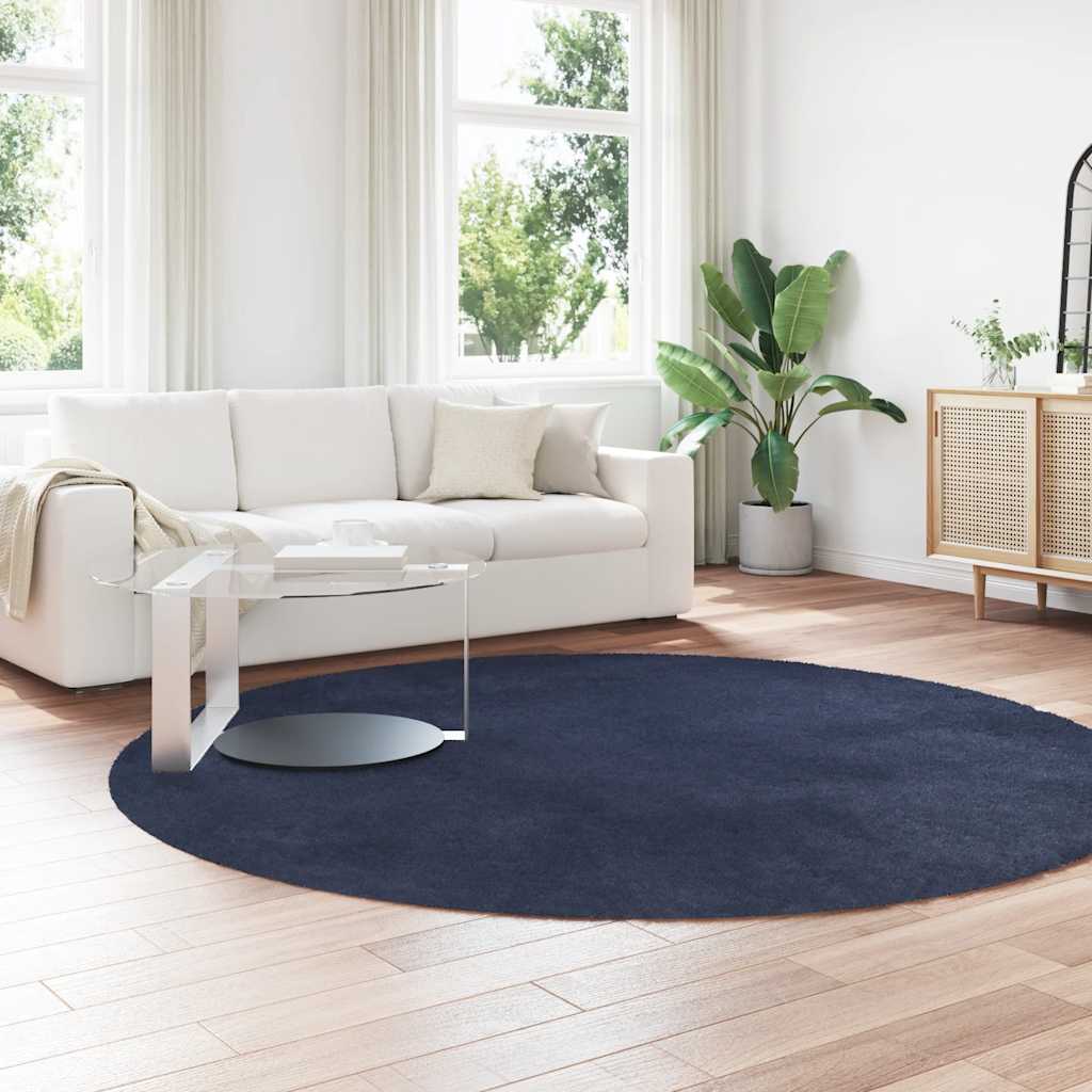 Tappeto Shaggy a Pelo Lungo NAVARRA Blu Marino 240x240 cm