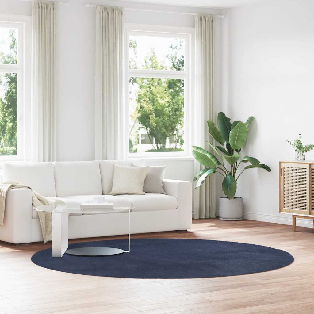 Tappeto Shaggy a Pelo Lungo NAVARRA Blu Marino 240x240 cm