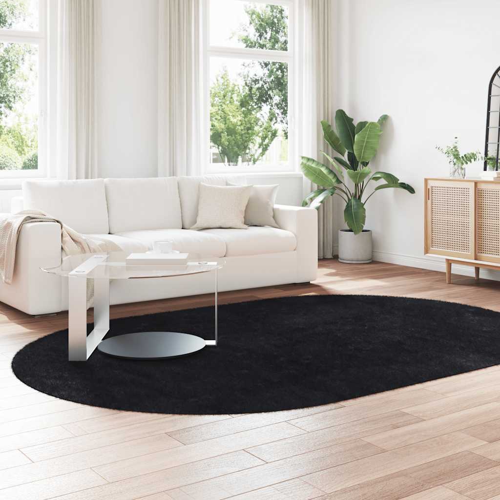 Tappeto Shaggy a Pelo Lungo NAVARRA Nero 300x200 cm poliestere