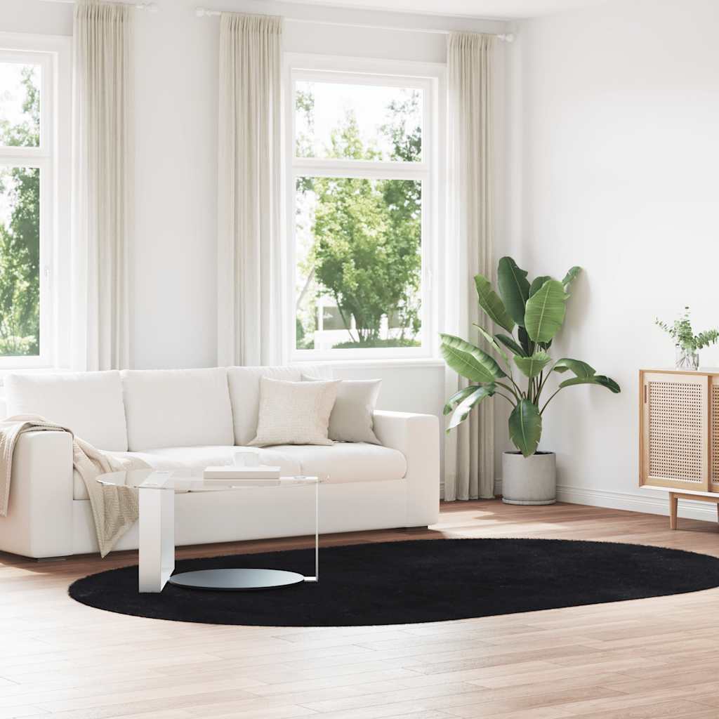 Tappeto Shaggy a Pelo Lungo NAVARRA Nero 300x200 cm poliestere