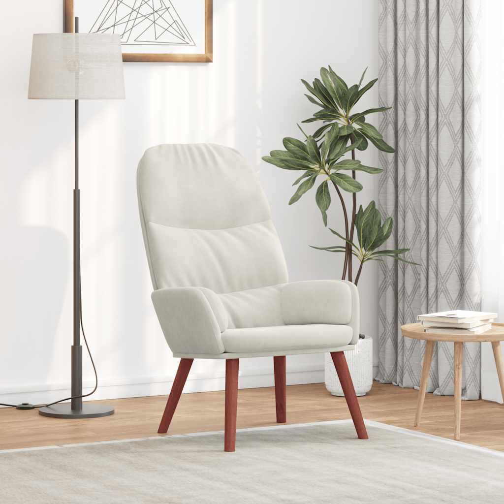Sedia Relax Bianco Crema Velluto
