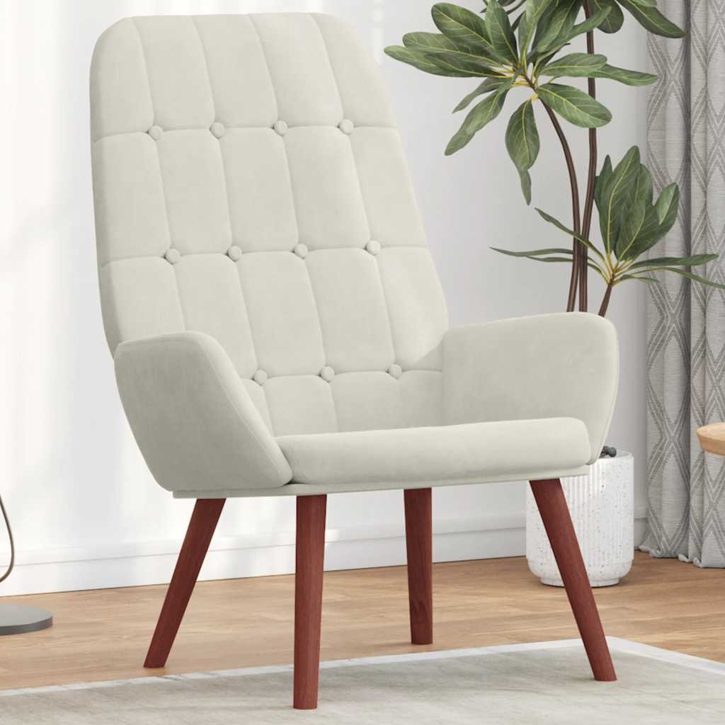 Sedia Relax Bianco Crema Velluto
