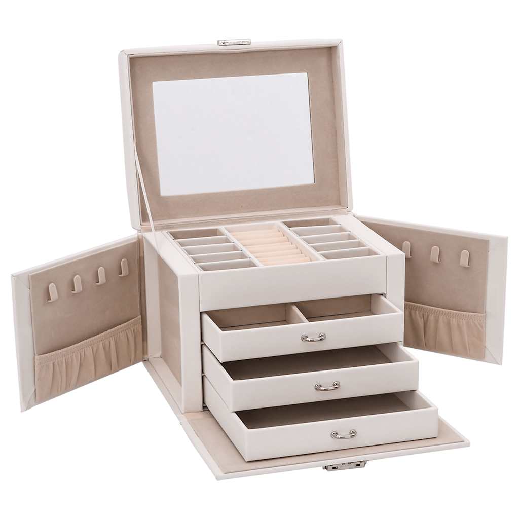 Portagioie a 4 Strati con Specchio Bloccabile 22,5x17,5x16,5 cm