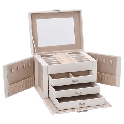 Portagioie a 4 Strati con Specchio Bloccabile 22,5x17,5x16,5 cm