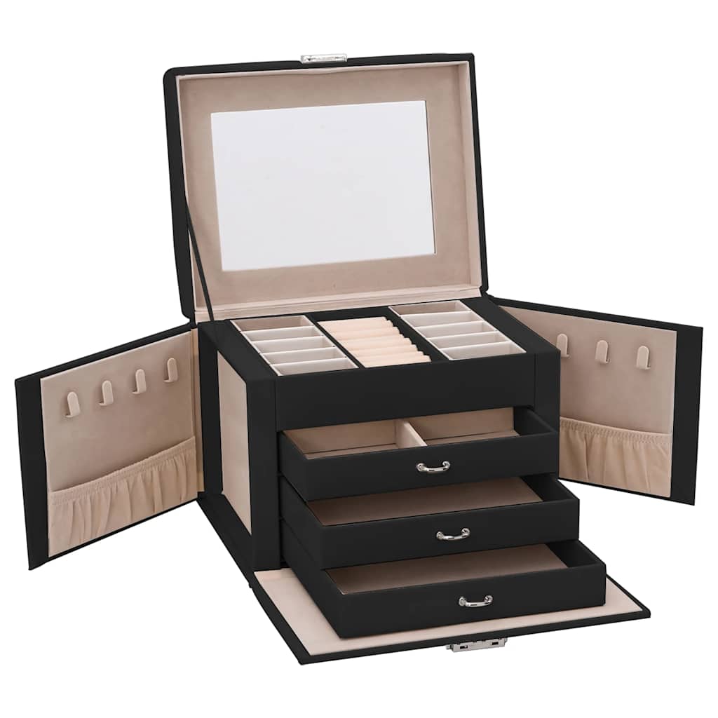 Portagioie a 4 Strati con Specchio Bloccabile 22,5x17,5x16,5 cm