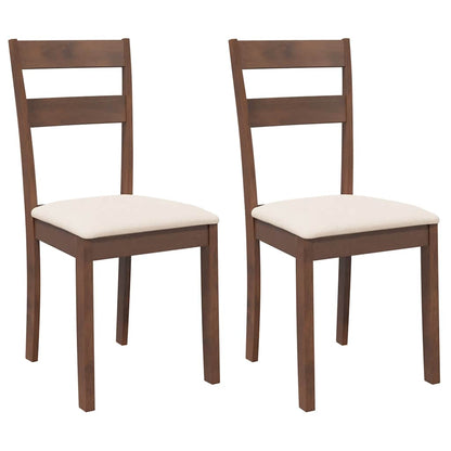 Sedie da Pranzo con Cuscini 2pz Marrone Legno Massello di Hevea