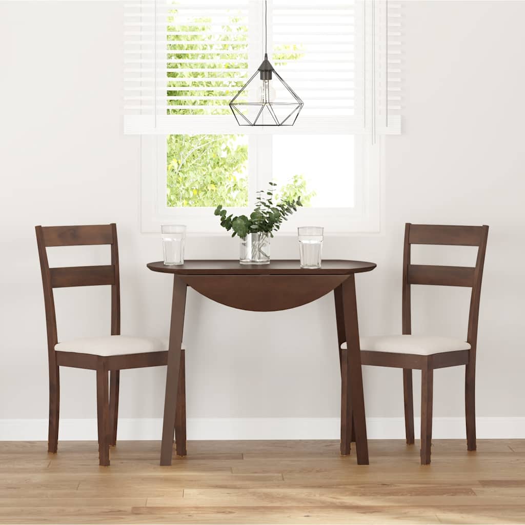Sedie da Pranzo con Cuscini 2pz Marrone Legno Massello di Hevea