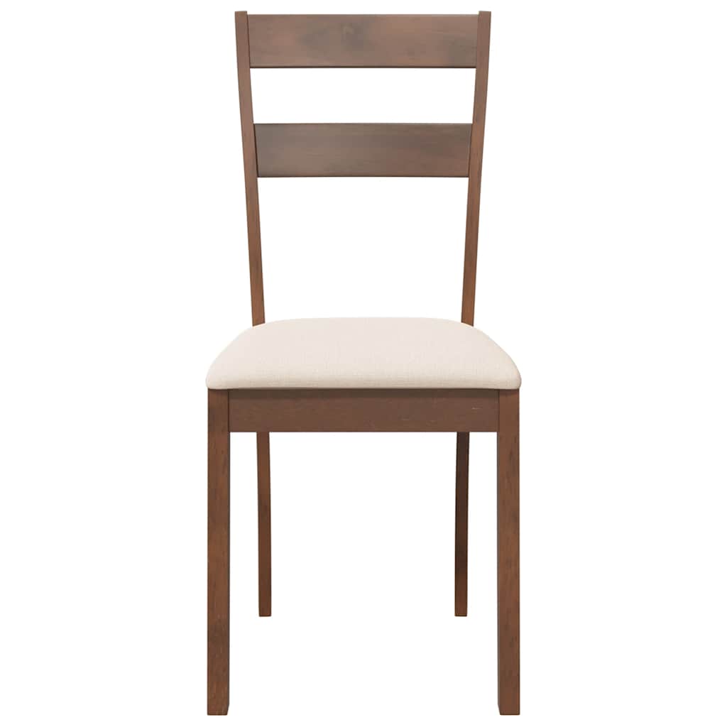 Sedie da Pranzo con Cuscini 2pz Marrone Legno Massello di Hevea