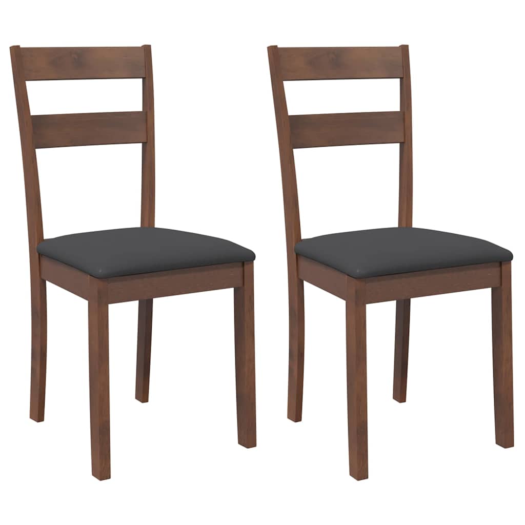 Sedie da Pranzo con Cuscini 2pz Marrone Legno Massello di Hevea