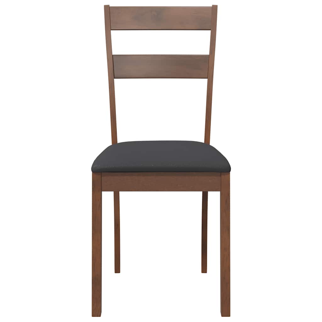 Sedie da Pranzo con Cuscini 2pz Marrone Legno Massello di Hevea