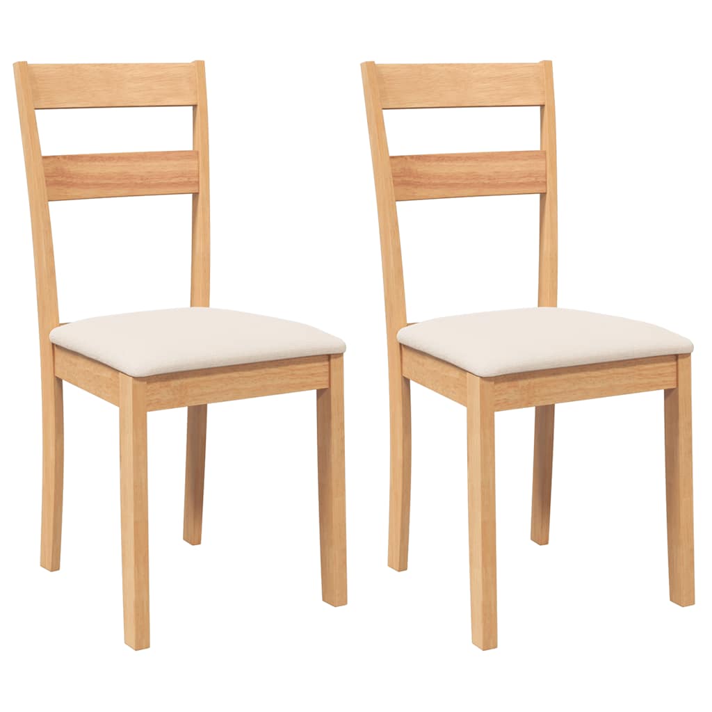 Sedie da Pranzo con Cuscini 2 pz Naturale Legno Massello Hevea