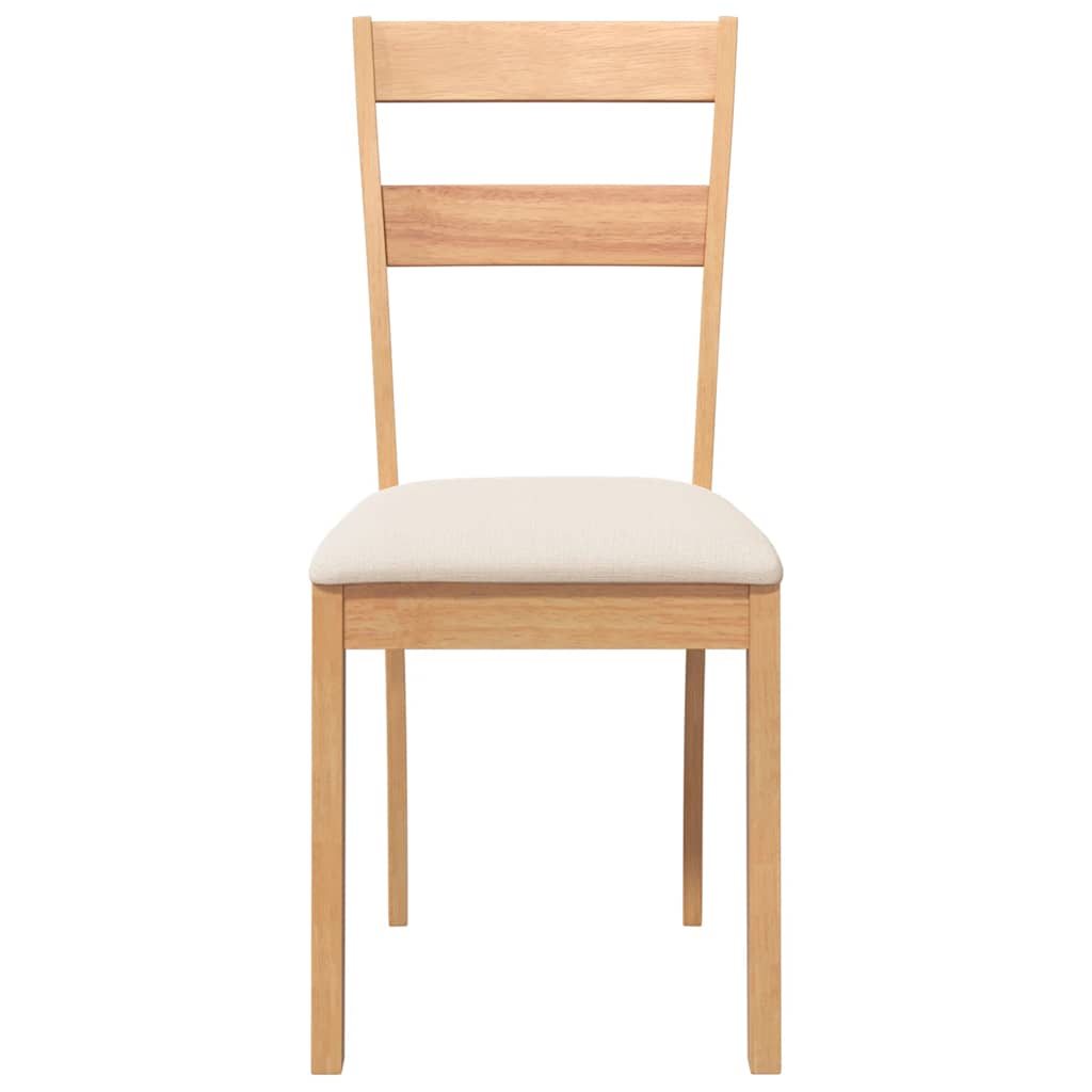Sedie da Pranzo con Cuscini 2 pz Naturale Legno Massello Hevea