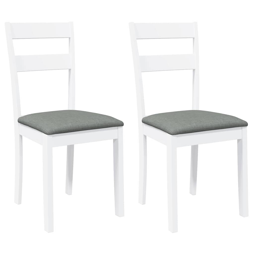 Sedie da Pranzo con Cuscini 2 pz Bianco Legno Massello di Hevea