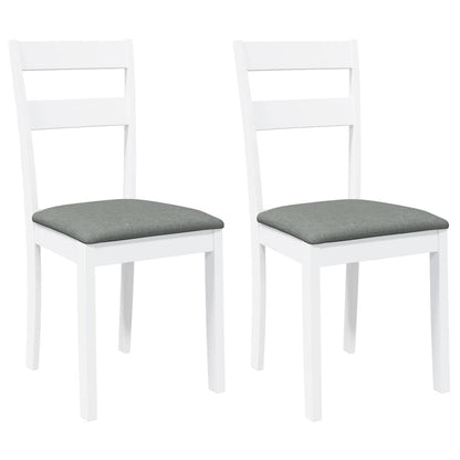 Sedie da Pranzo con Cuscini 2 pz Bianco Legno Massello di Hevea