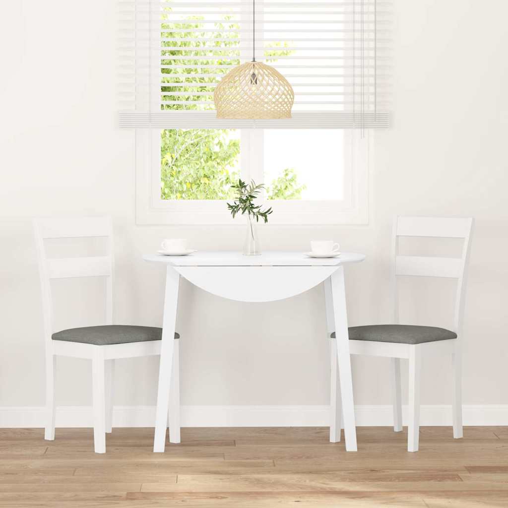 Sedie da Pranzo con Cuscini 2 pz Bianco Legno Massello di Hevea