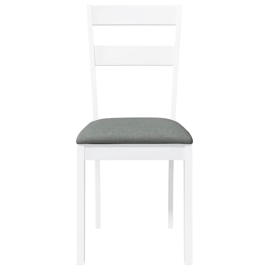 Sedie da Pranzo con Cuscini 2 pz Bianco Legno Massello di Hevea
