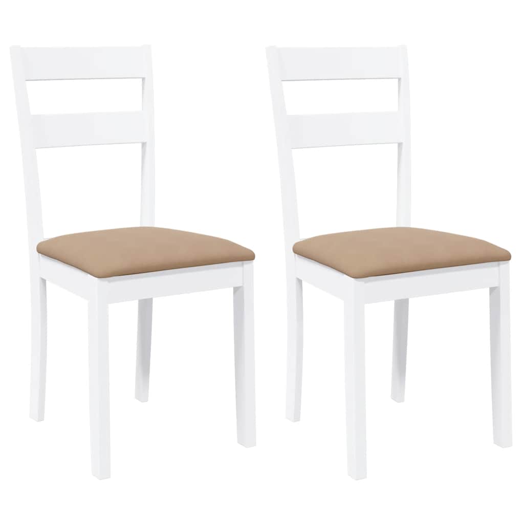 Sedie da Pranzo con Cuscini 2 pz Bianco Legno Massello di Hevea