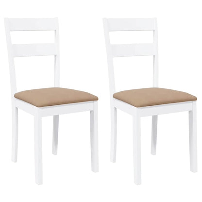 Sedie da Pranzo con Cuscini 2 pz Bianco Legno Massello di Hevea