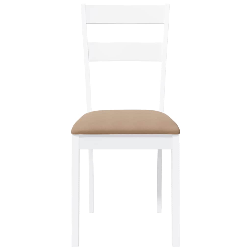 Sedie da Pranzo con Cuscini 2 pz Bianco Legno Massello di Hevea