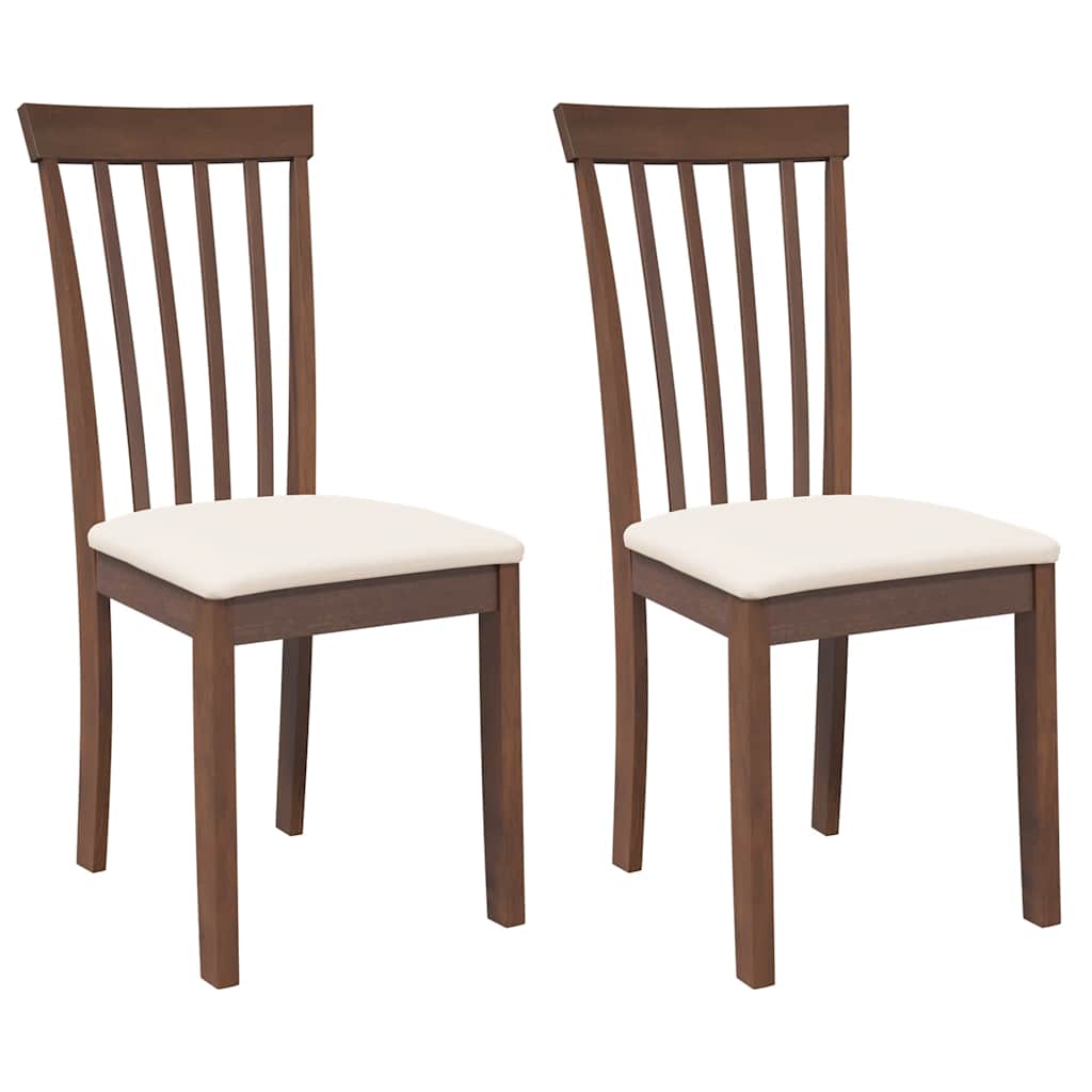 Sedie da Pranzo con Cuscini 2pz Marrone Legno Massello di Hevea