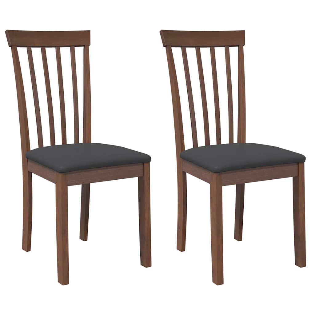 Sedie da Pranzo con Cuscini 2pz Marrone Legno Massello di Hevea