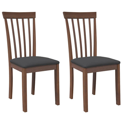 Sedie da Pranzo con Cuscini 2pz Marrone Legno Massello di Hevea