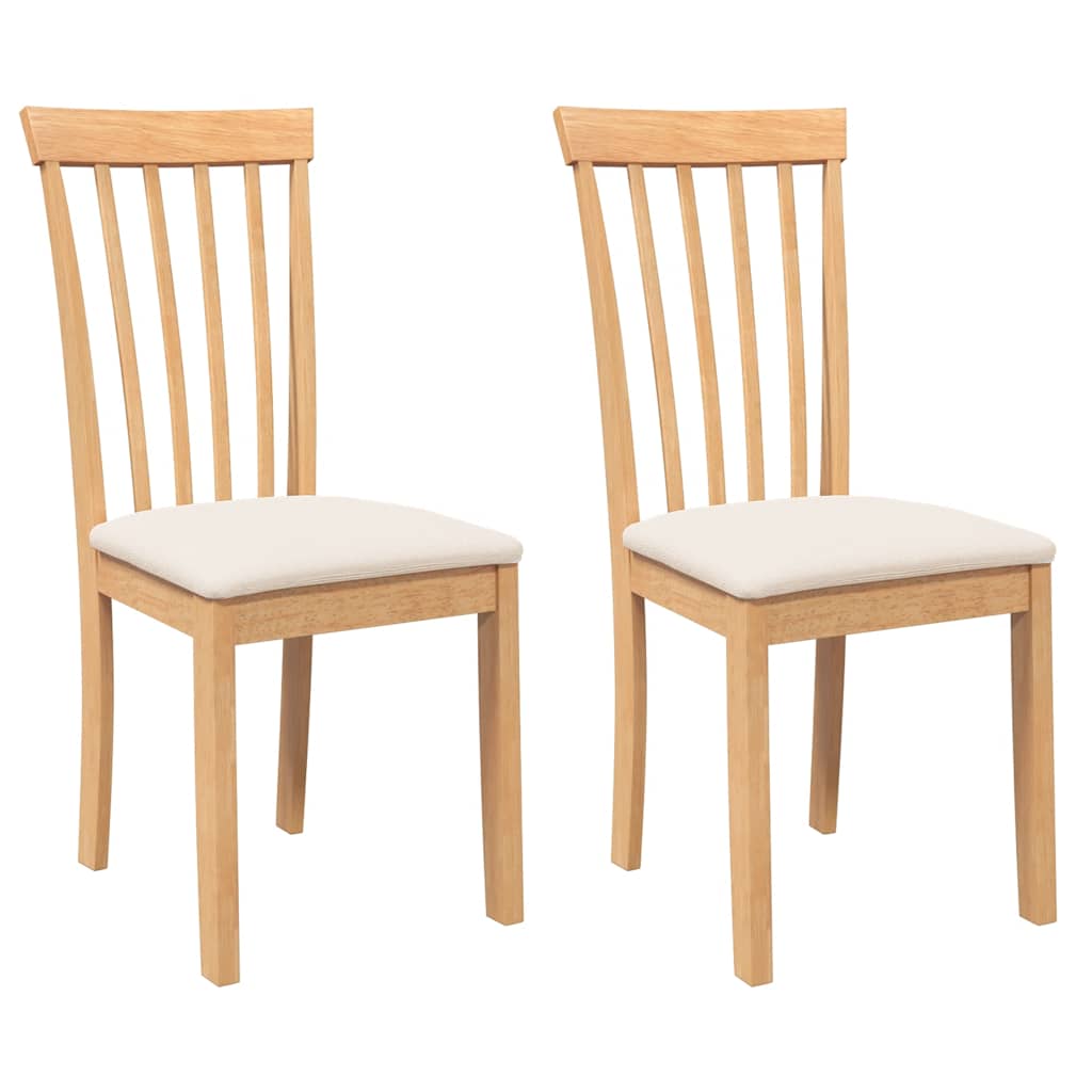 Sedie da Pranzo con Cuscini 2 pz Naturale Legno Massello Hevea