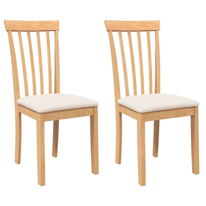 Sedie da Pranzo con Cuscini 2 pz Naturale Legno Massello Hevea