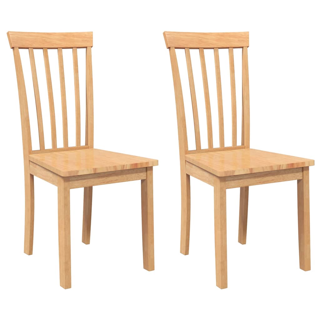 Sedie da Pranzo 2 pz Naturale in Legno Massello di Hevea