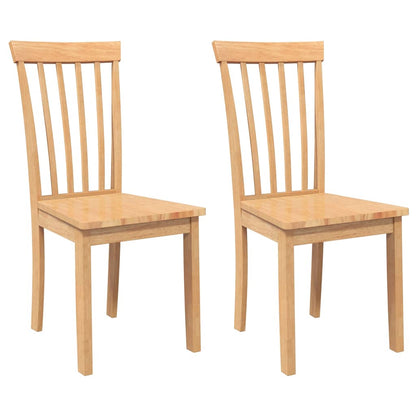 Sedie da Pranzo 2 pz Naturale in Legno Massello di Hevea