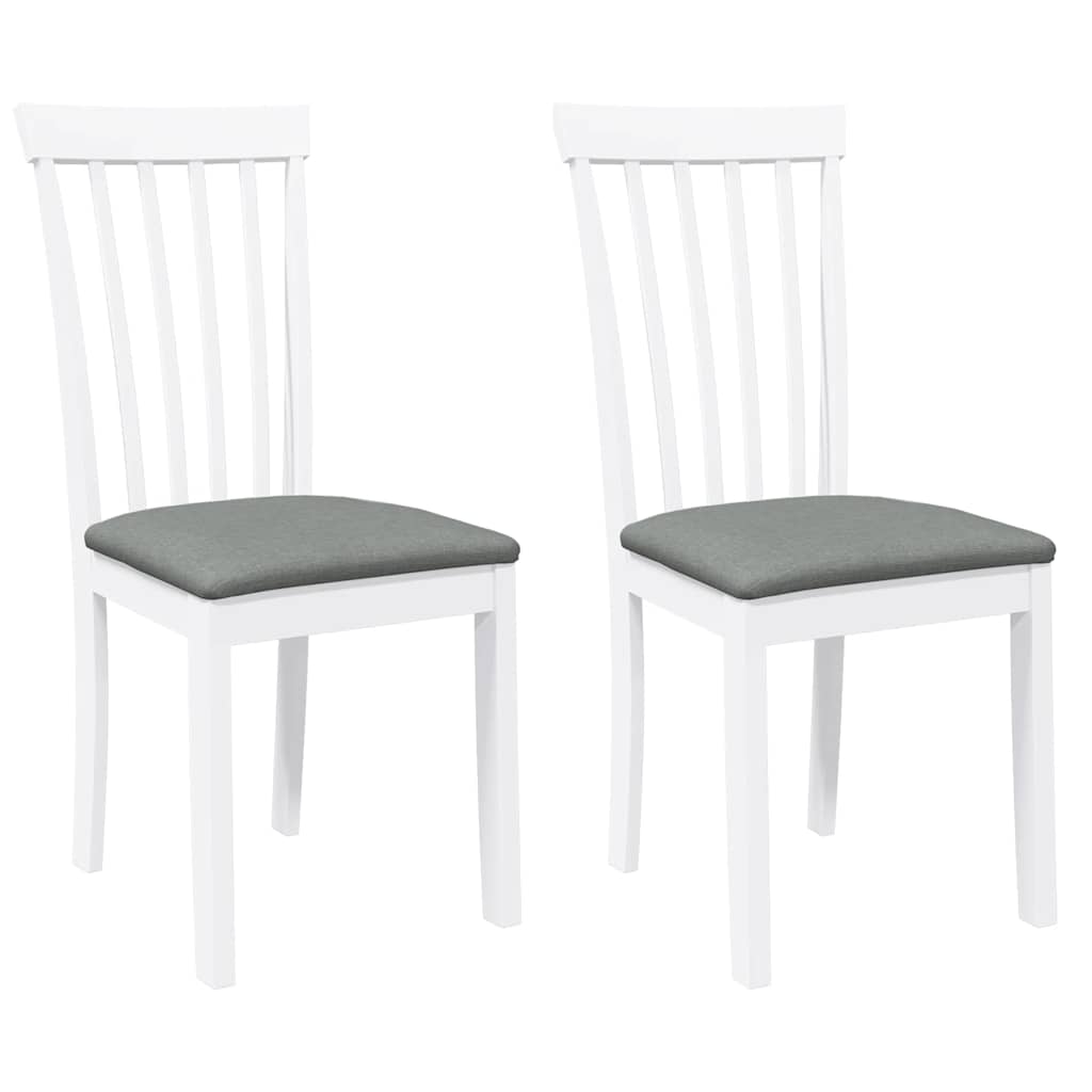Sedie da Pranzo con Cuscini 2 pz Bianco Legno Massello di Hevea