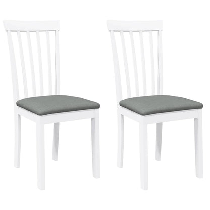Sedie da Pranzo con Cuscini 2 pz Bianco Legno Massello di Hevea