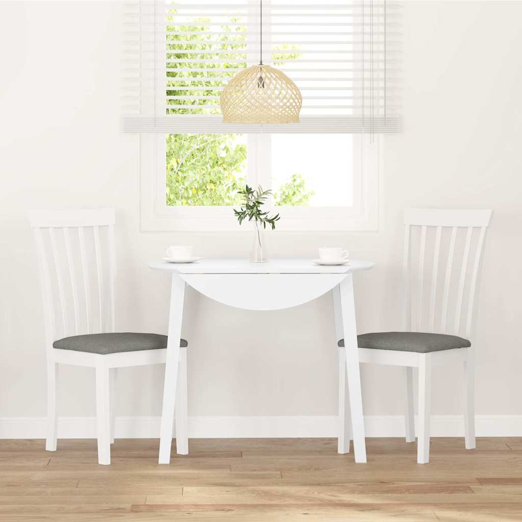 Sedie da Pranzo con Cuscini 2 pz Bianco Legno Massello di Hevea