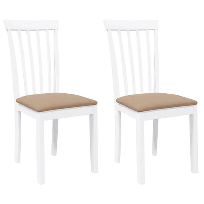 Sedie da Pranzo con Cuscini 2 pz Bianco Legno Massello di Hevea