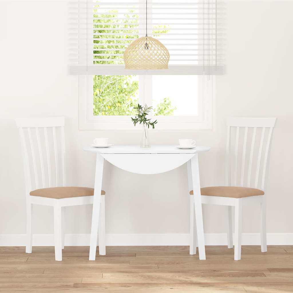 Sedie da Pranzo con Cuscini 2 pz Bianco Legno Massello di Hevea