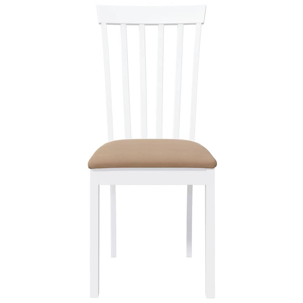 Sedie da Pranzo con Cuscini 2 pz Bianco Legno Massello di Hevea